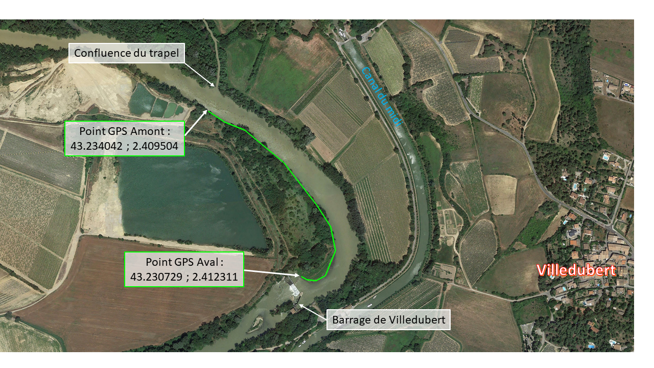 Parcours de pêche de la Carpe de Nuit Plan d'eau de Villelongue